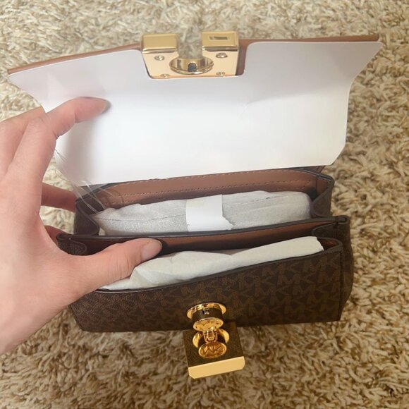 Michael Kors Lita Small Two-Tone Logo and Leather Crossbody Bag - Picture 7 of 9